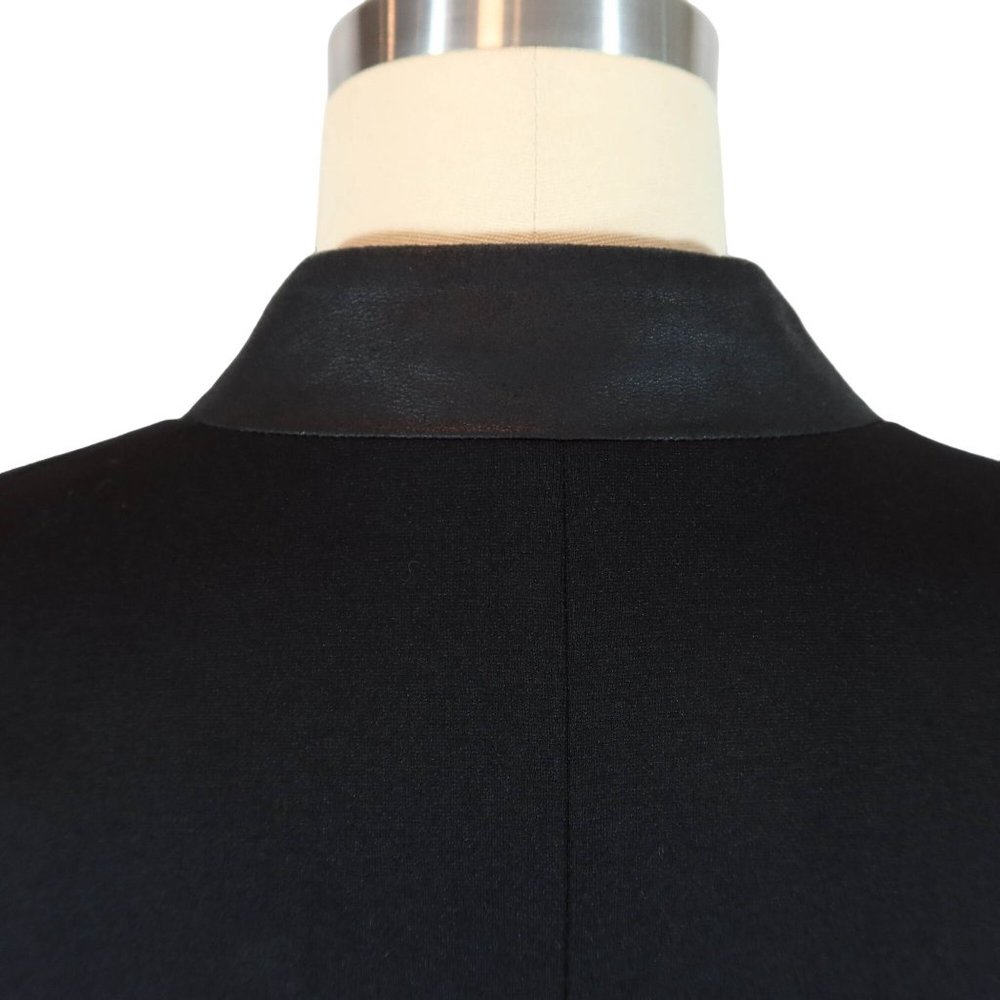 THEORY Black Open Front Lanai Blazer w/ Goat Skin Leather Trim Size 00 - Picture 6 of 9